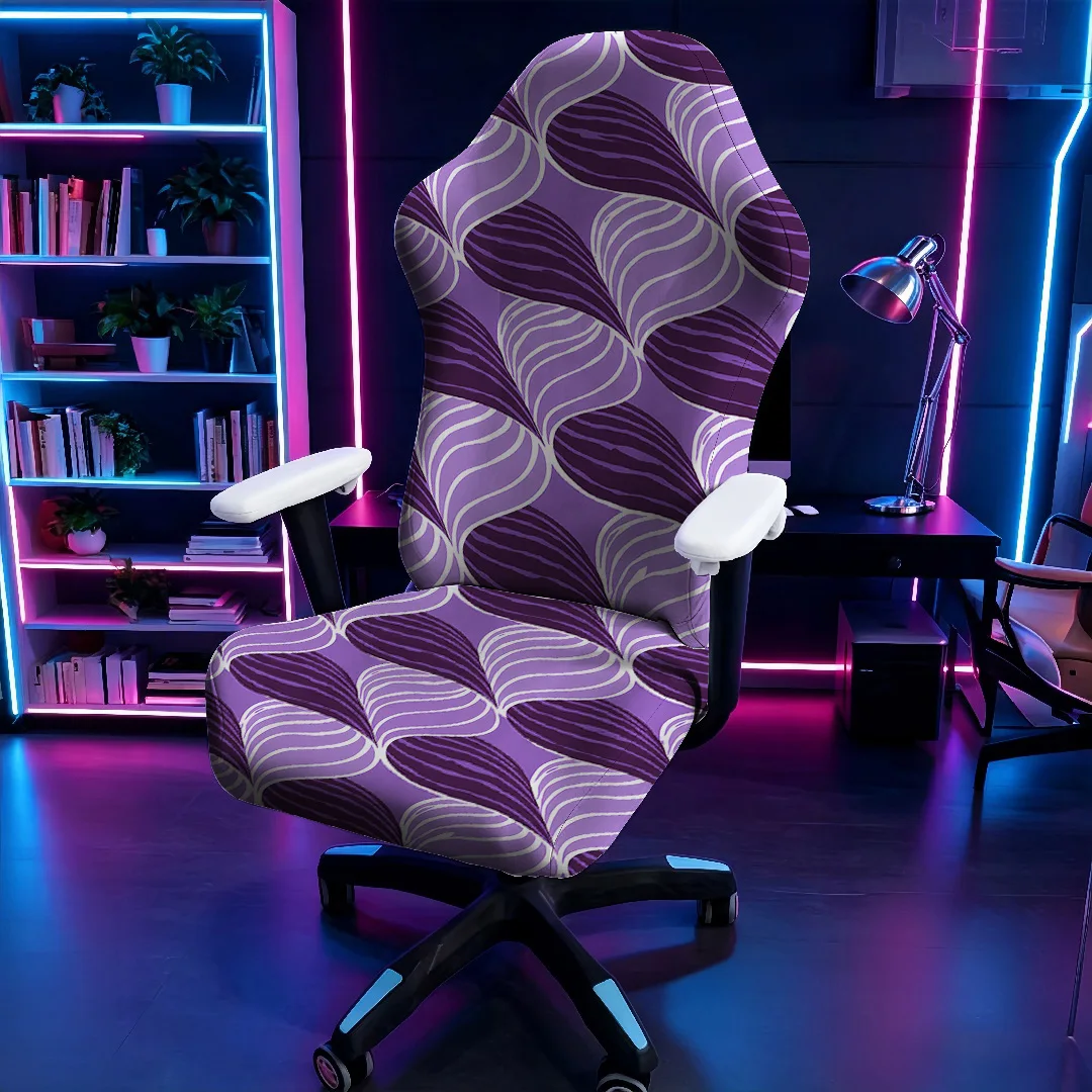 Purple Wave Pattern Gaming Chair Cover Stretch Elastic Slipcover Universal Computer Office Chair Protector
