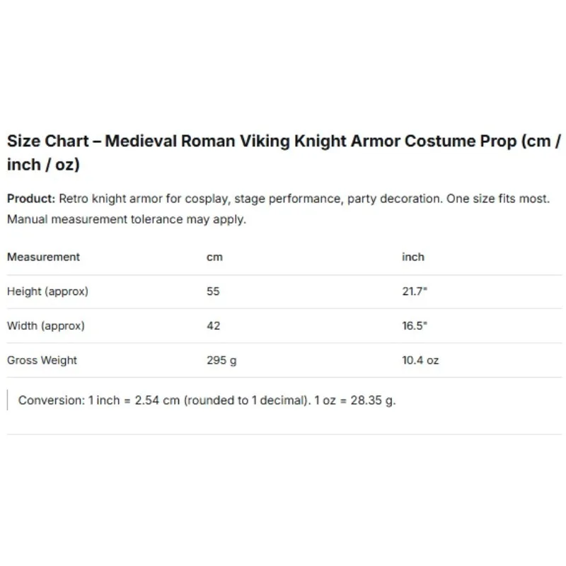 Tabletop Gaming Display and Renaissance Festival Outfit Roman Legionary Armor Prop Durable Surface for Showcase