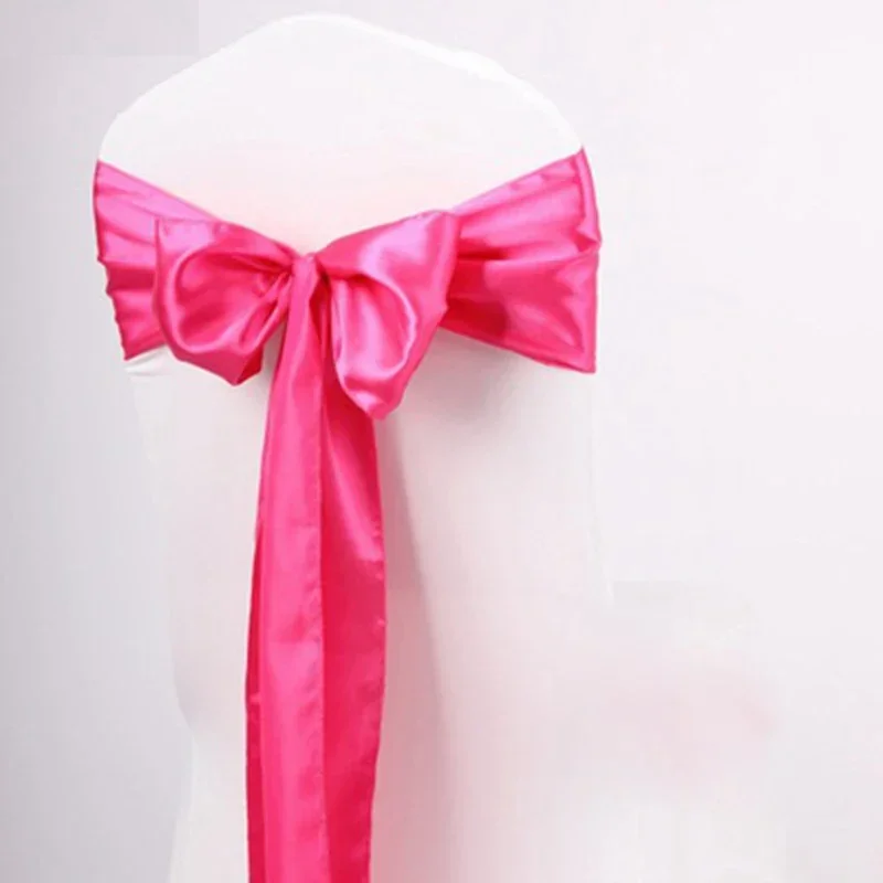 Colourful Satin Chair Sash Wedding Decoration Bow Tie Knot Band Birthday Party Hotel Show Shiny Colour Luxury Design