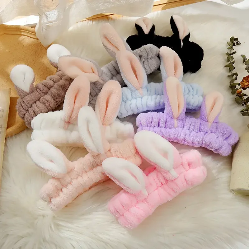 

Soft Coral Fleece Headband Animal Ears Hairband Wash Face Hair Holder Bow Turban for Women Hair Band Fashion Hair Accessories