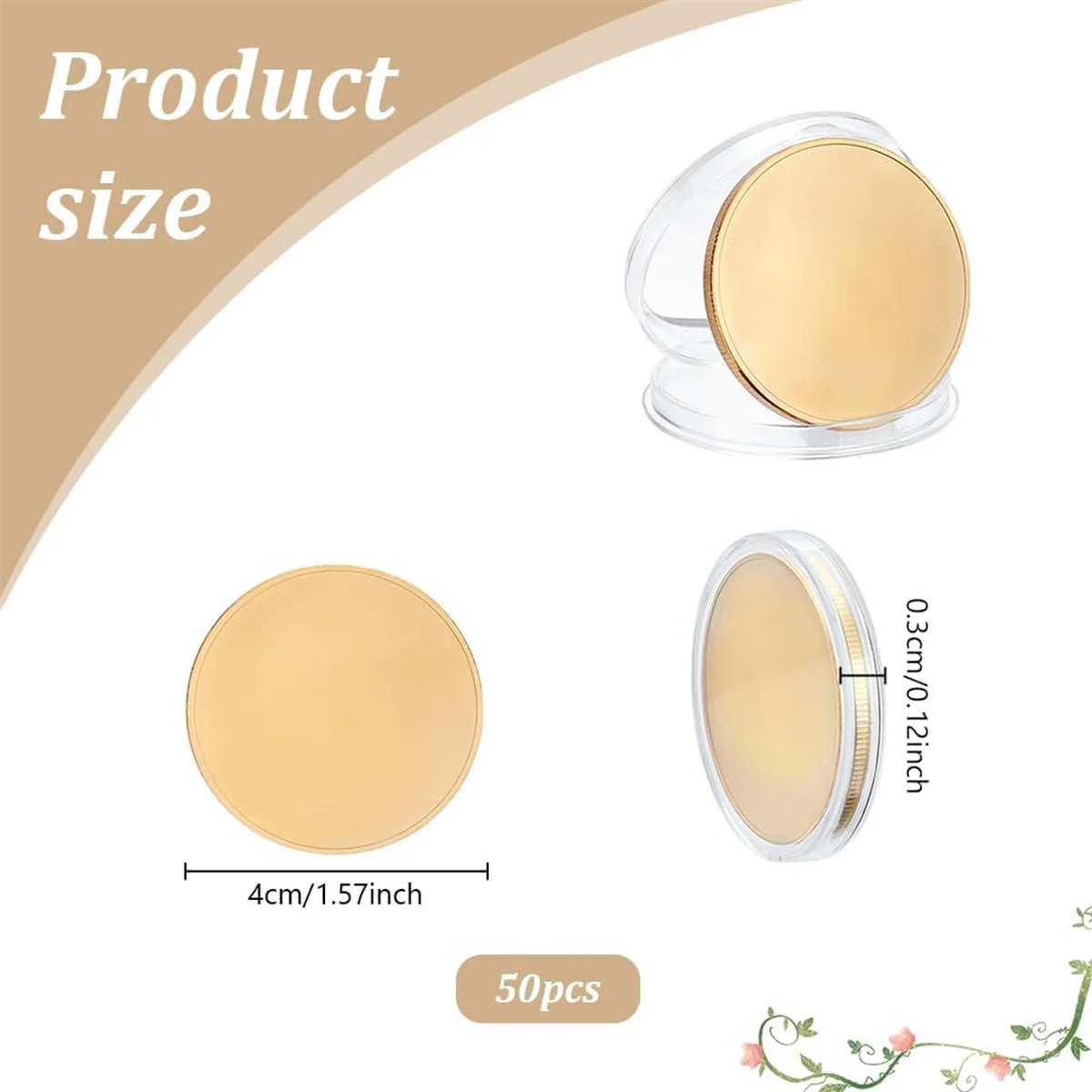 ABXHH 50 قطعة عملة فارغة النقش الفراغات عملة معدنية ختم عملة فارغة 40 مللي متر/1.57 بوصة العلامات المستديرة الخيوط الحواف عملة