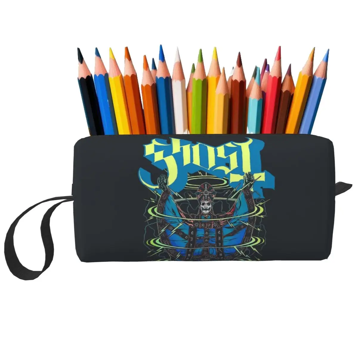 Rock Band Ghost BC Federmäppchen für Schüler, Schule, Stiftbox, Bleistiftbeutel, Schreibwaren, Reise, Damen, Kosmetiktasche