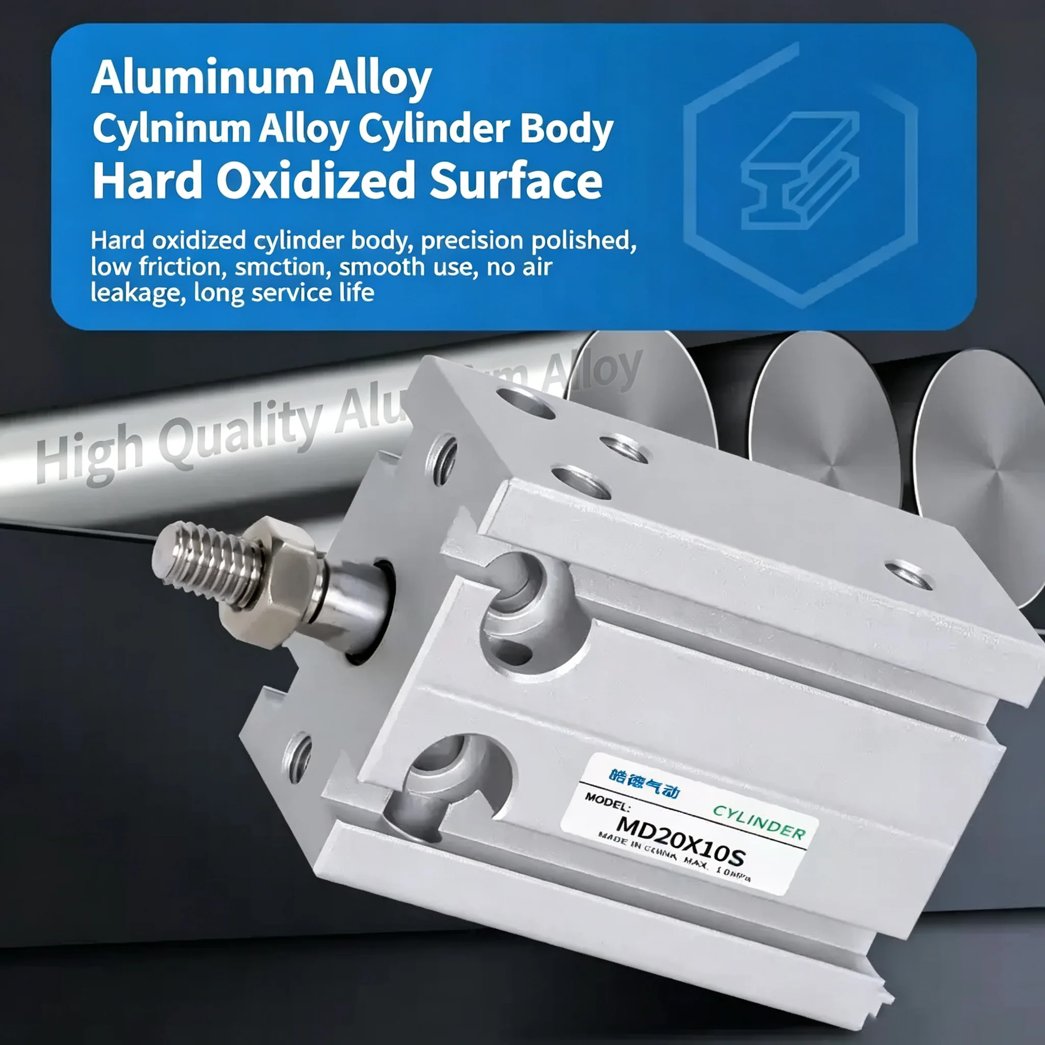 MD Free Installation Small Multi Position Fixed Pneumatic Cylinder Aluminum Alloy MD10/16/20/25/32X5*10X15X20X25X30X40X50X60S