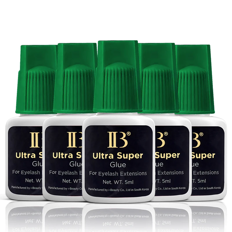 5 Bottles Korea IB Ultra Super Glue for Eyelash Extension 5ml Green Cap Glue False Lash Adhesive Makeup Tool Cosplay Accessories
