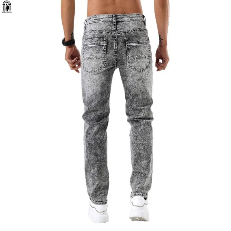 2026 New Arrival Men Black Denim Pants Euro Size Slim Fit Skinny Jeans Thick Stitching INS Fashion Streetwear Trousers