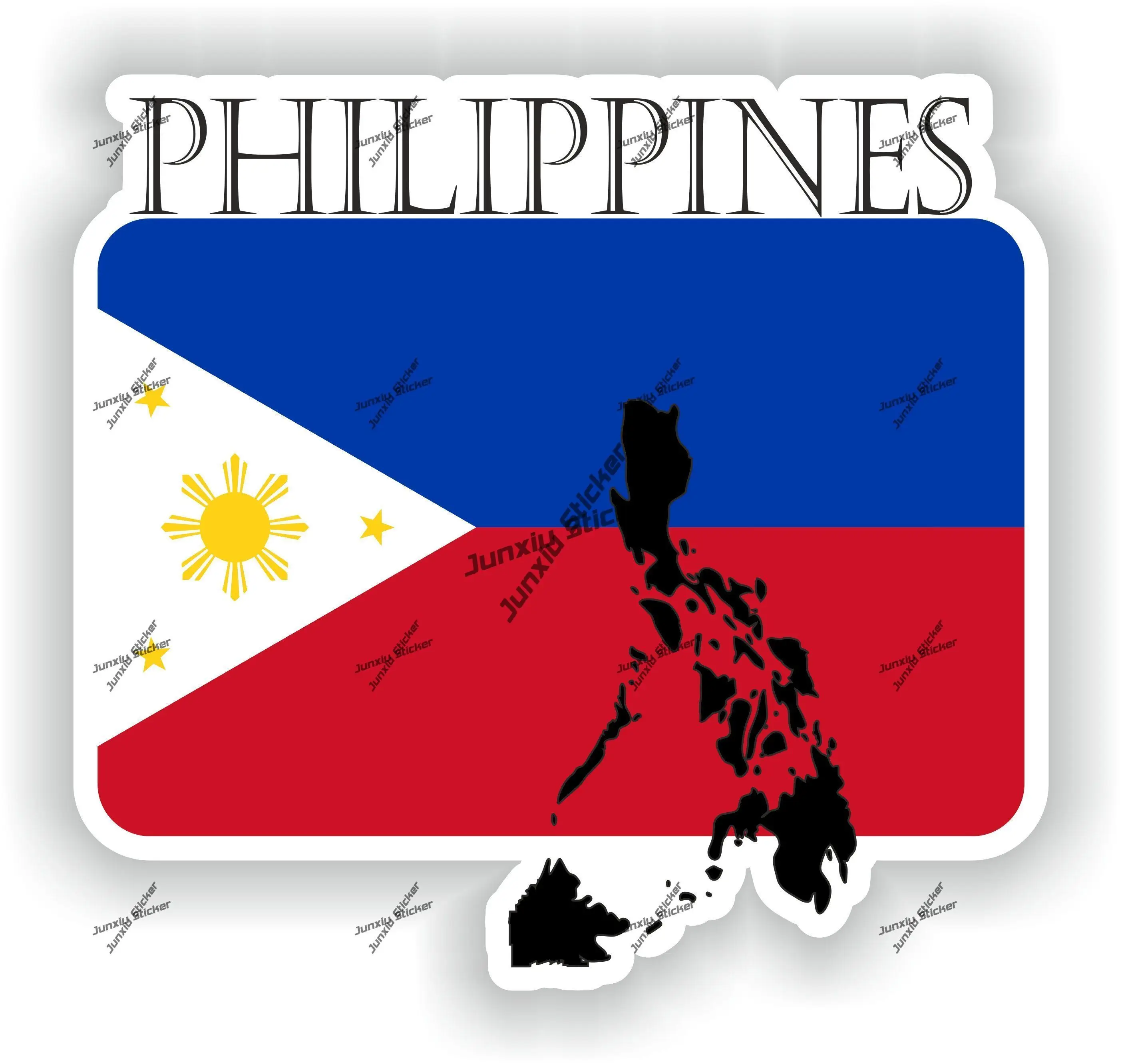 

Philippines Sticker Coat of Arms of Filipino Philippines Flag with Graphical Outline Waterproof Decal Decor for SUV Window Bike