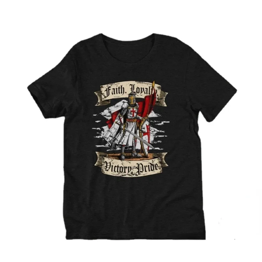 Knight Templar Men's T-Shirt Faith, Loyal Victory Pride Crusader Summer Cotton O-Neck Short Sleeve Men's T Shirt New Size S-3XL