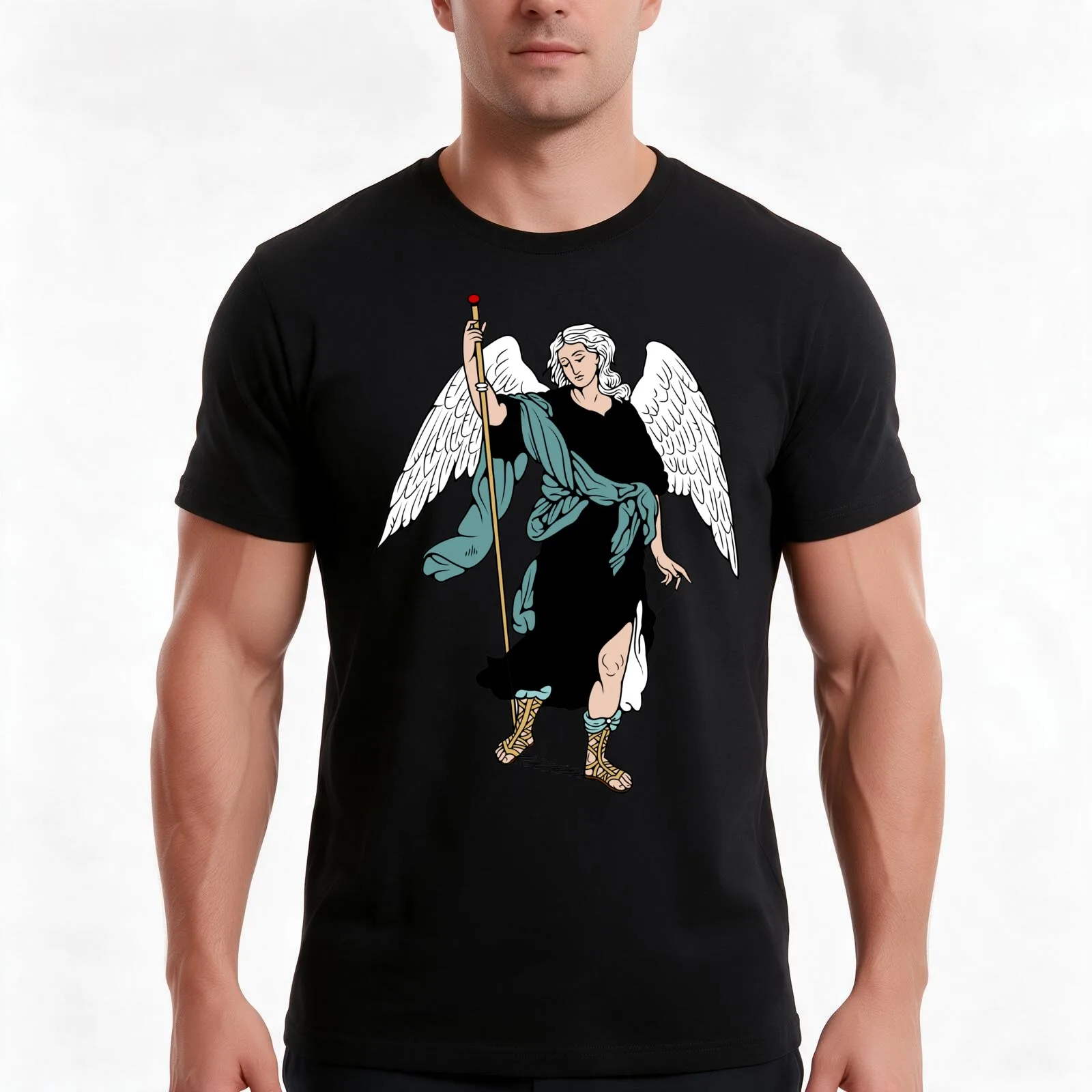 ST RAPHAEL THE ARCHANGEL T-Shirt, Summer Casual Cotton Tee, Oversized Streetwear Tops, Vintage Graphic Print, Unisex Men Women