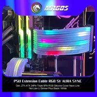 PSU Extension Cable ARGB 5V SYNC Gen. 2Th ATX 24Pin Triple 8Pin RGB Silicone Cover Neon Line Not Lian Li Strimer Plus