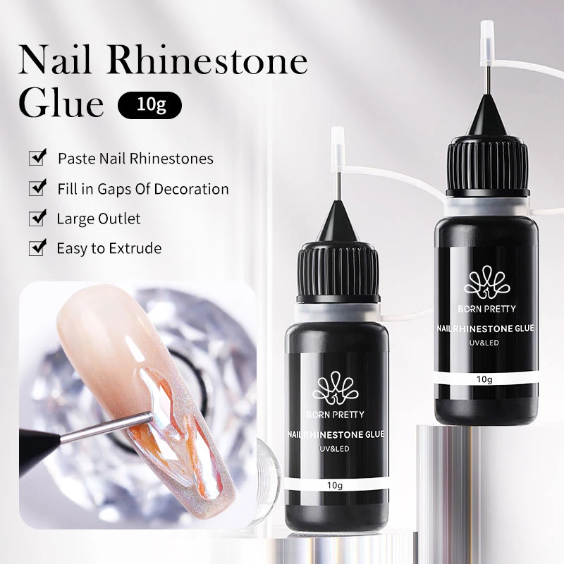 BORN PRETTY Nail Rhinestone Glue for Nails 3D Nail Art Gel for Nail Charms Gems and Jewels Decoration Nail Gem Glue Gel