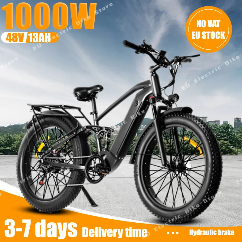 X26 Electric Bike 1000W Motor 48V13Ah Lithium Battery Hydraulic Brake E Bike Allterrain 26*4.0 Fat Tire Adult Electric Bicycle