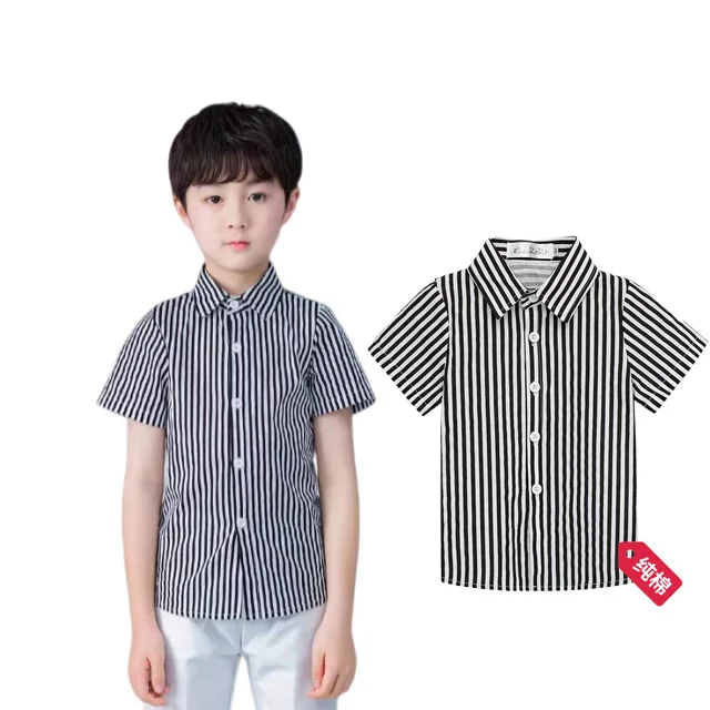 Low Price Clearance Sale Boys Girls Summer School Shirt Kids Wedding Photography Blouse Children Breathable Performance Costume