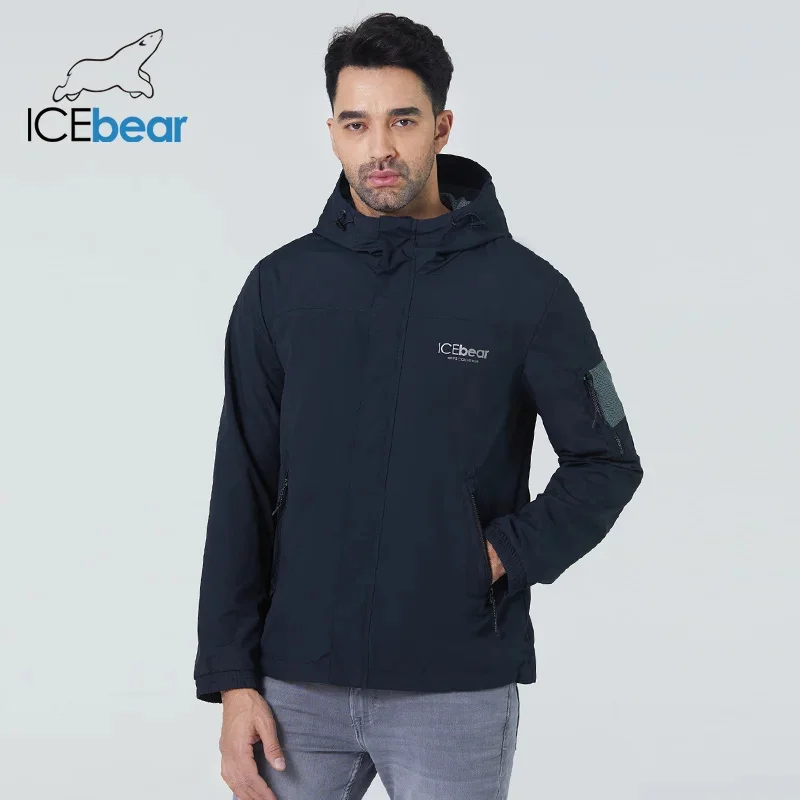 ICEbear 2021 Men's short windbreaker fall stylish trench coat with a hood high-quality men's brand apparel MWB21665D