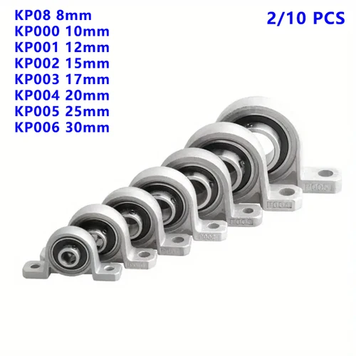 10 Uds. Diámetro de aleación de Zinc 8mm 10mm 12mm 17mm diámetro de rodamiento de bolas soporte montado en bloque de almohada KP08 KP000 KP001 kp003 kp005 kp006