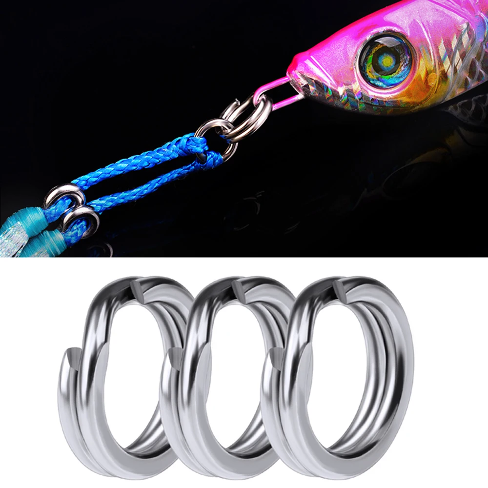 50pcs Fishing Split Rings for CrankHard Bait Silver Stainless Steel 0#-12# Fishing Connector Accessories Tackle