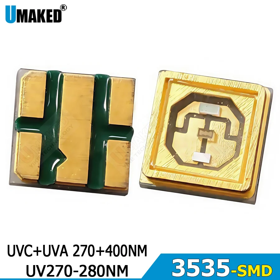 10PCS 3535 SMD UVA+UVC 270-280nm/ 270+400nm Led bead chip,SMD LED 3535 LED diodes lamp light, purple color lamp chip bulb light