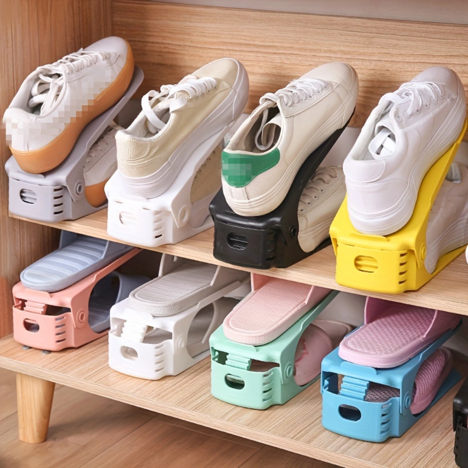 

10pcs Adjustable Plastic Shoe Rack - Organize Your Shoes with Ease