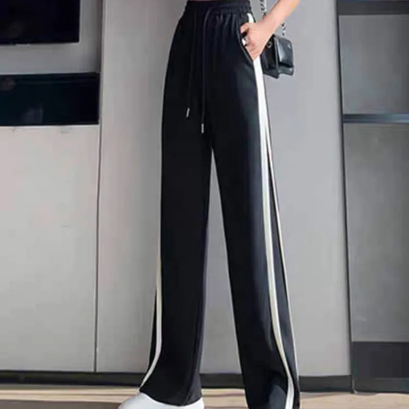 Women\'s Spring Autumn Sportswear Suit Korean Elegant Fashion Sports Long Sleeved Shirt+Suspenders+Wide Leg Pants Three Piece Set