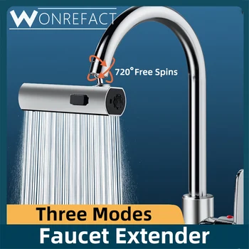 Wasserhahn-Sprüher aus Messing 720 °   Rotation 3-Modus Badezimmer Wasserfall Wasserhahn Extender Universal Waschbecken Spritzschutz Adapter Küche wassersparend