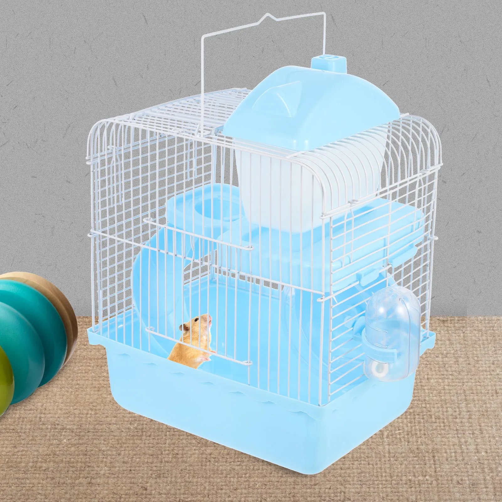 

Hamster House Double-Deck Castle Small Pet Hideout Hut for Hamsters Rats Guinea Pigs Chinchillas Pet Villa Comfortable