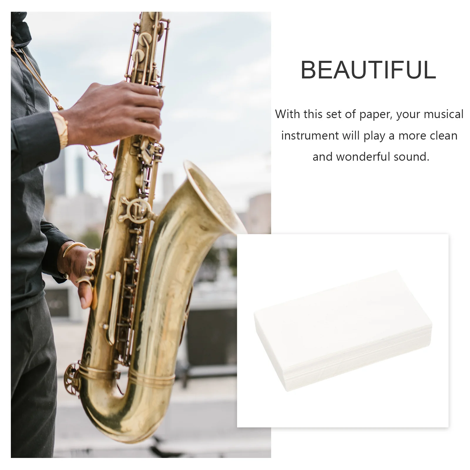 

100Pcs Musical Instrument Absorbent Paper Saxophone Flute Pad Portable Cleaning Maintenance Cushion Tool