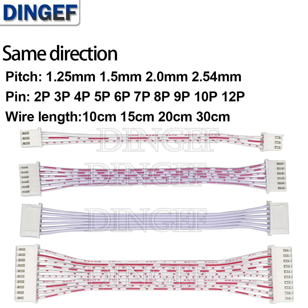 5PCS XH2.54 2.54mm 3P 4P 5P 6P 1.25MM 1.5MM 2.0MM 2p ~ 12p Ten sam kierunek żeński kabel zaciskowy JST Złącze przewodu Podwójna głowica