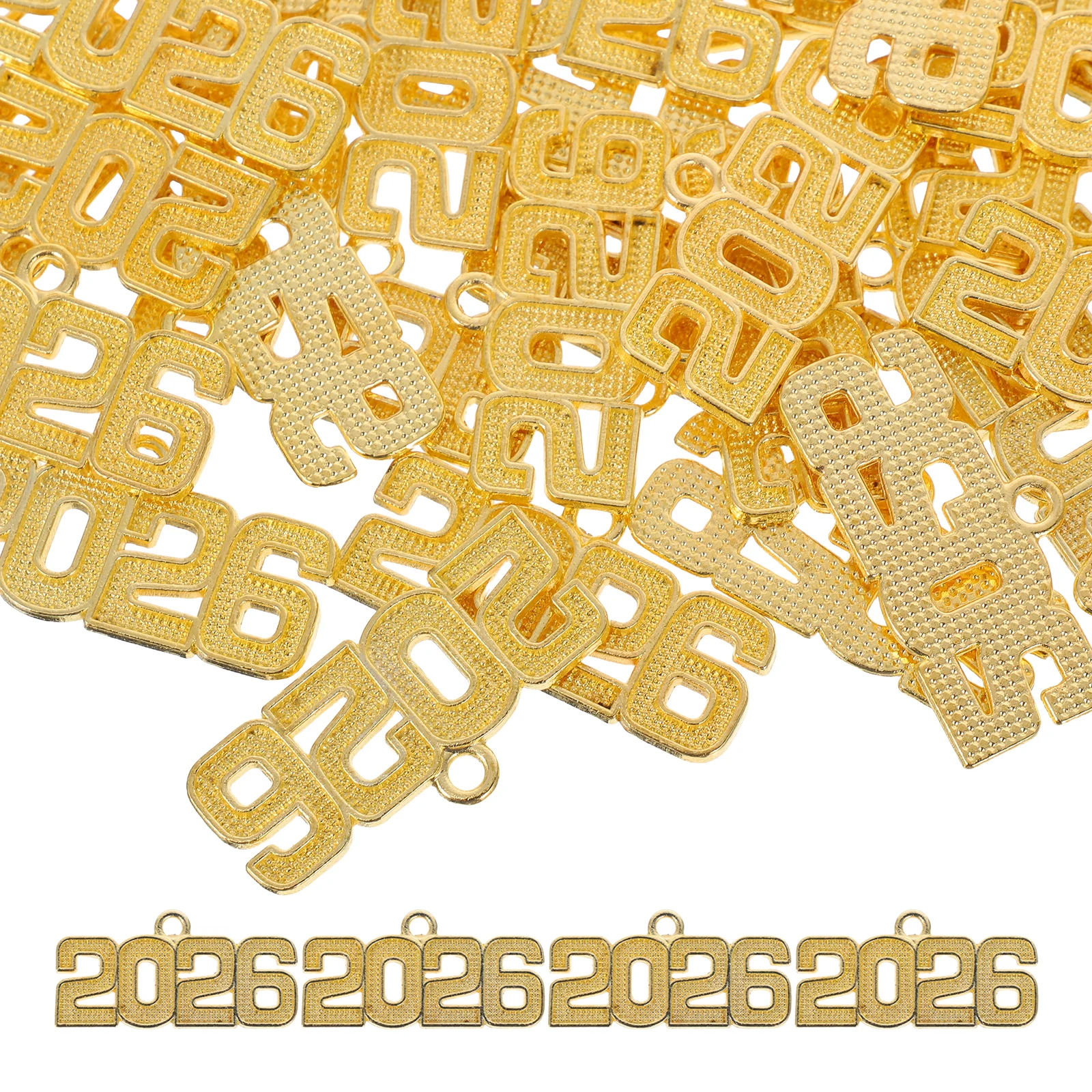 

50 Pcs Souvenir Pendant Number Keychain Charms for Making Rings Alloy Keyrings with Metal Necklaces Bead Anniversary Mini Year