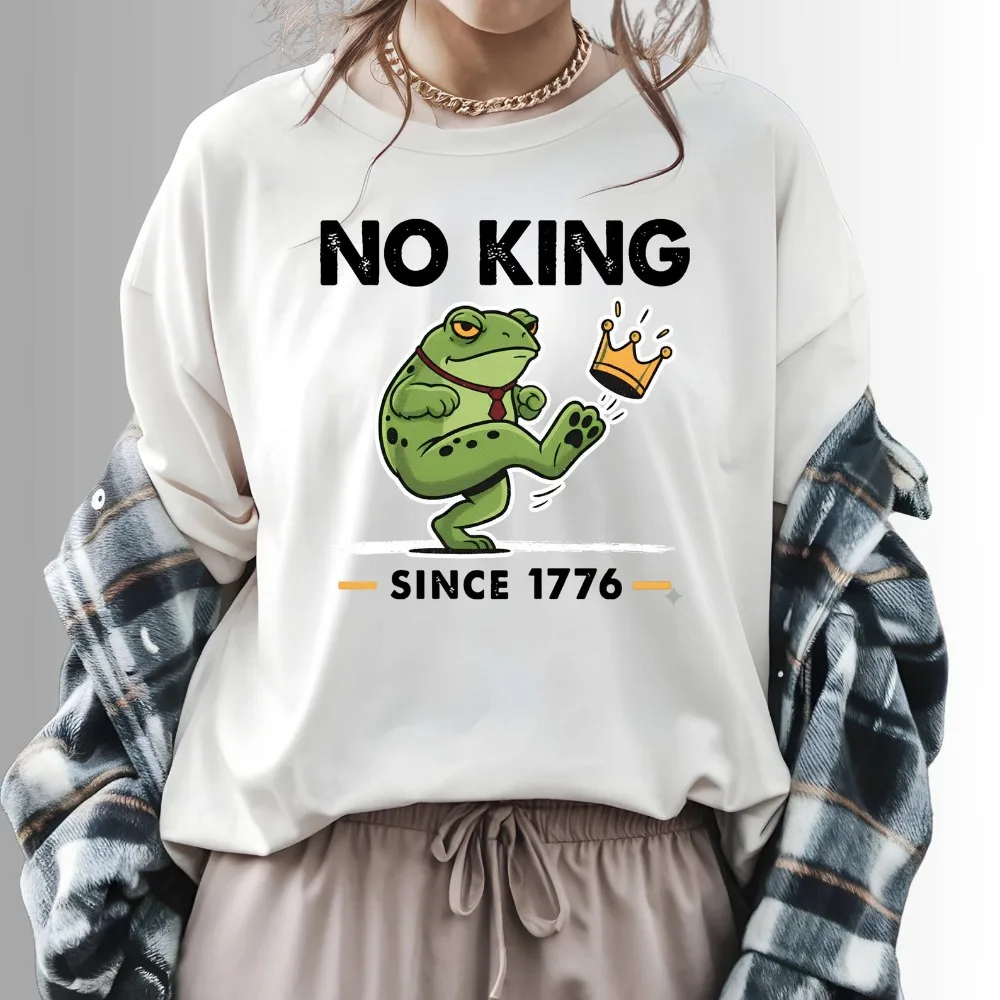 No King Since 1776 -Shirt Political Tees Short-sleeved Graphic T-shirt  Women Comfort Breathe Classic Pattern Print Tops