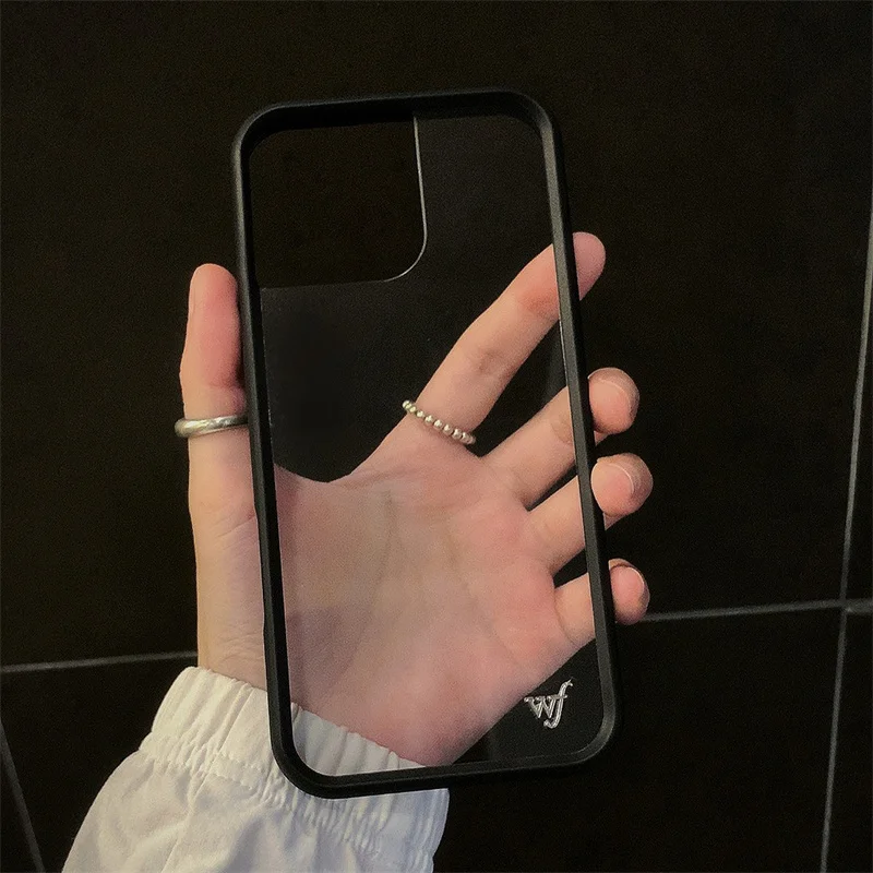 

Wildflower Luxury Clear Phone Case for iPhone 12 13 14 15 16 17 Pro Max Plus 16pro Fashion WF Metal Logo transparent back Cover