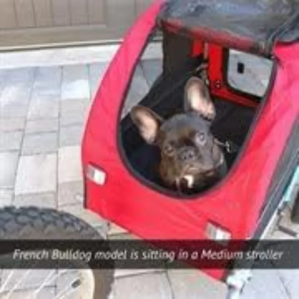 Il passeggino per bici rosso per cani può essere utilizzato come passeggino a spinta o le finestre dello schermo in tessuto del rimorchio della bici forniscono un sacco di ventilazione