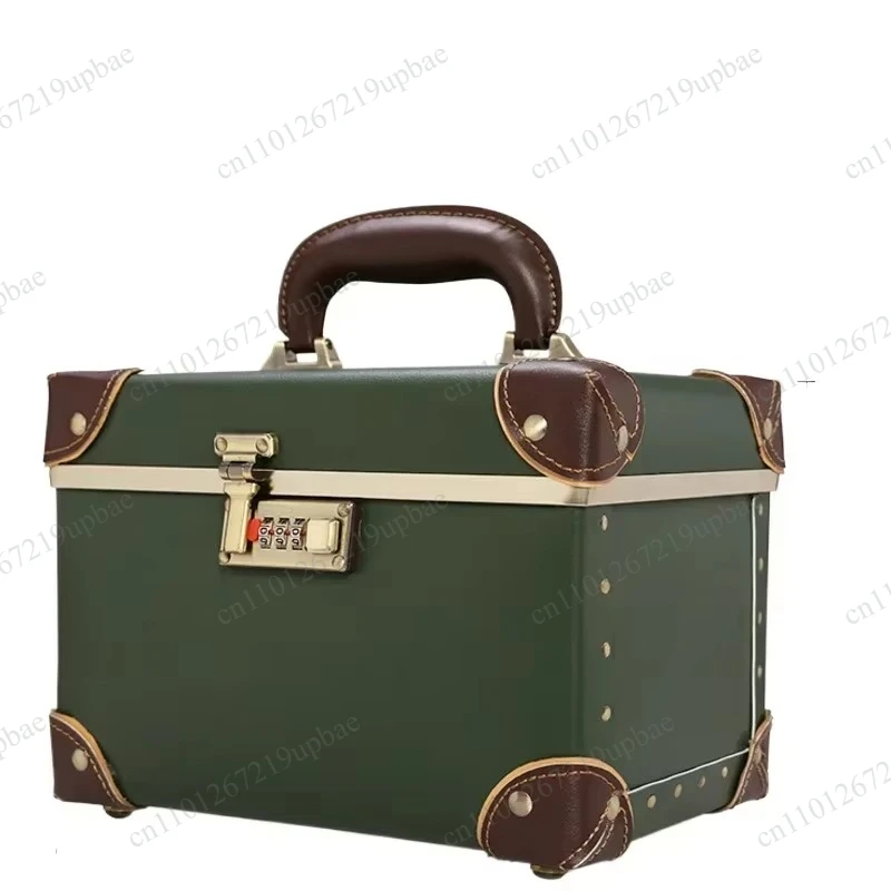 10 Inch Retro Style Cosmetic Case, Portable Travel Makeup Organizer Box, Nail Beauty Tool Storage Case for Dresser & Outdoor Use