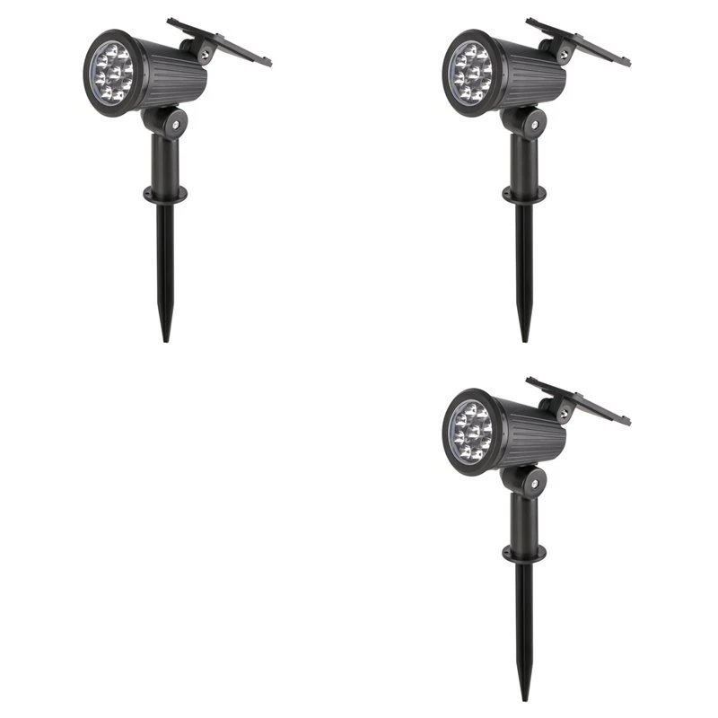 RABIT AS59~ 3X 9 LED Solar Spotlights Outdoor Solar Landscape Lights IP65 Waterproof Brightness Adjustable White Light