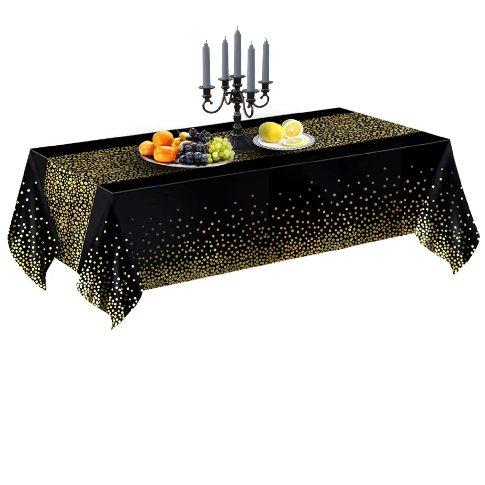 Black Gold Tablecloth 54x108 inch (137x274cm) Party Supplies, Rectangular Black Gold Table Cover for Halloween, Christmas