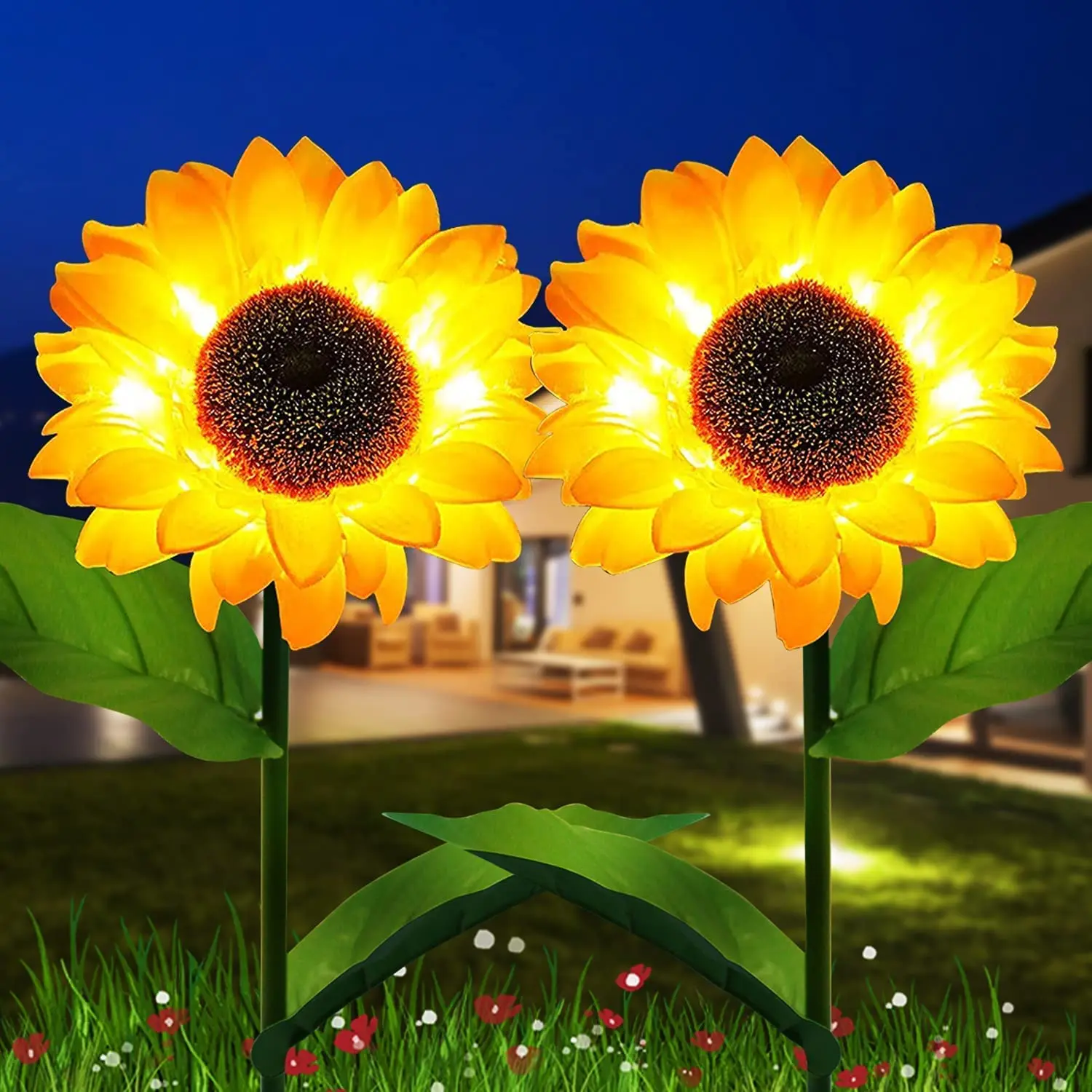 Solar Sunflower Lights Outdoor Sunflower Solar Garden Decor Yard Stake LED Solar Lights Outdoor Decorative