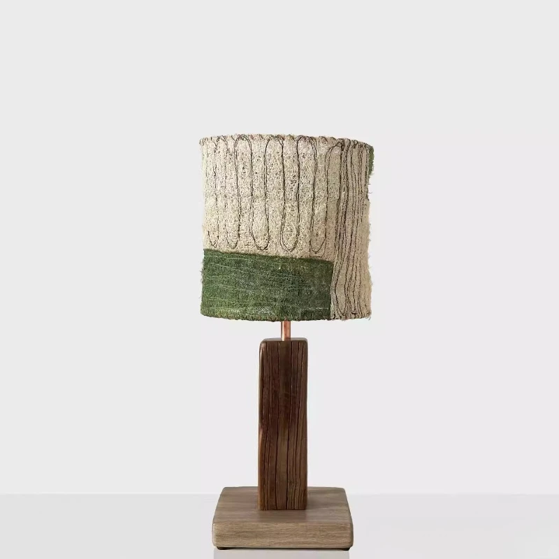 

Ретро-зеленая настольная лампа из натуральной люфы в стиле ваби-саби, декоративная лампа для спальни, гостиной, отеля