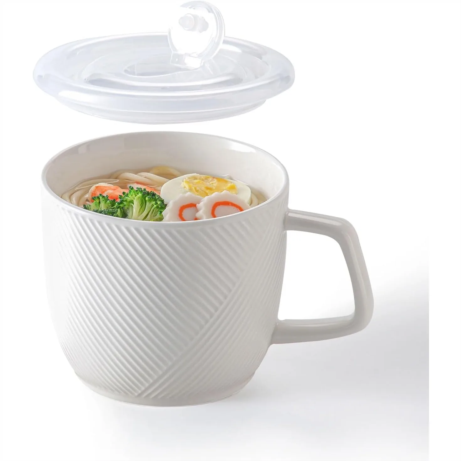 Ceramic Soup Bowl with Lid & Handle, 32 oz Microwave Safe Food Container for Ramen Noodles Cereal Leftovers, Extra Large Mug for