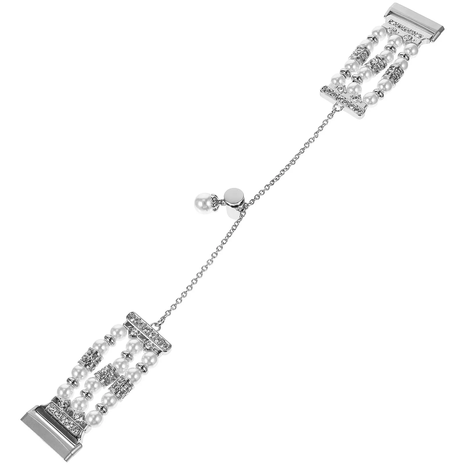 

Premium Stainless Steel Pearl Watchband Delicate Chain Design Comfortable Adjustable Luxury Wristband for Daily Wear Gift