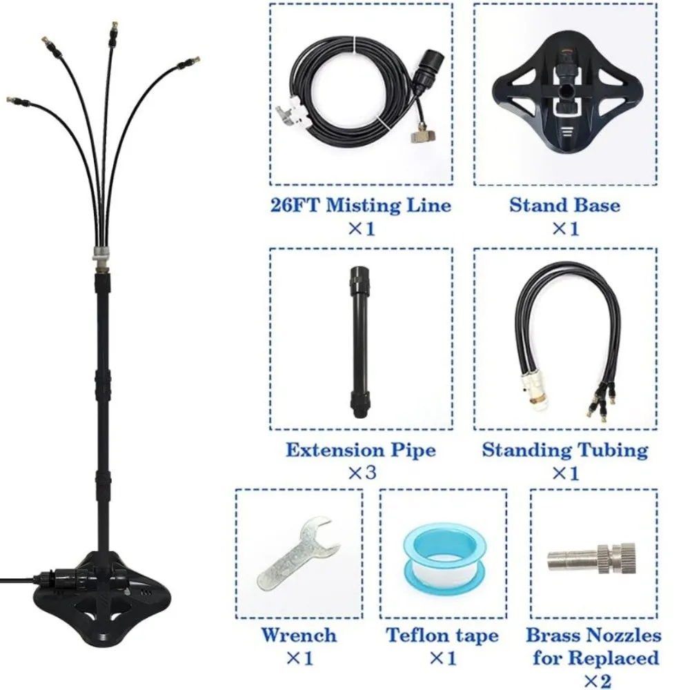 adjustable-height-standing-misters-mist-fan-portable-misting-system-360°-rotatable-nozzle-265ft-line-portable-misters-garden