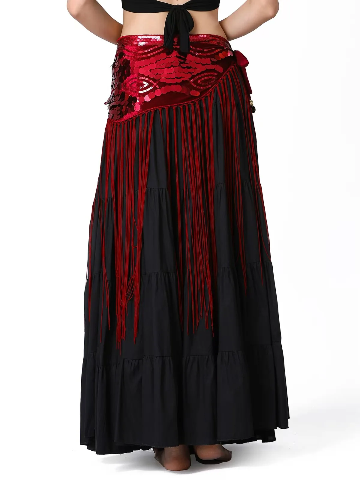 Belly Dance Hip Scarf Glitter Fringe Triangle Wrap Belt Sparkle Skirt for Women Outfit Accessory with Tassel Sequins Shine New