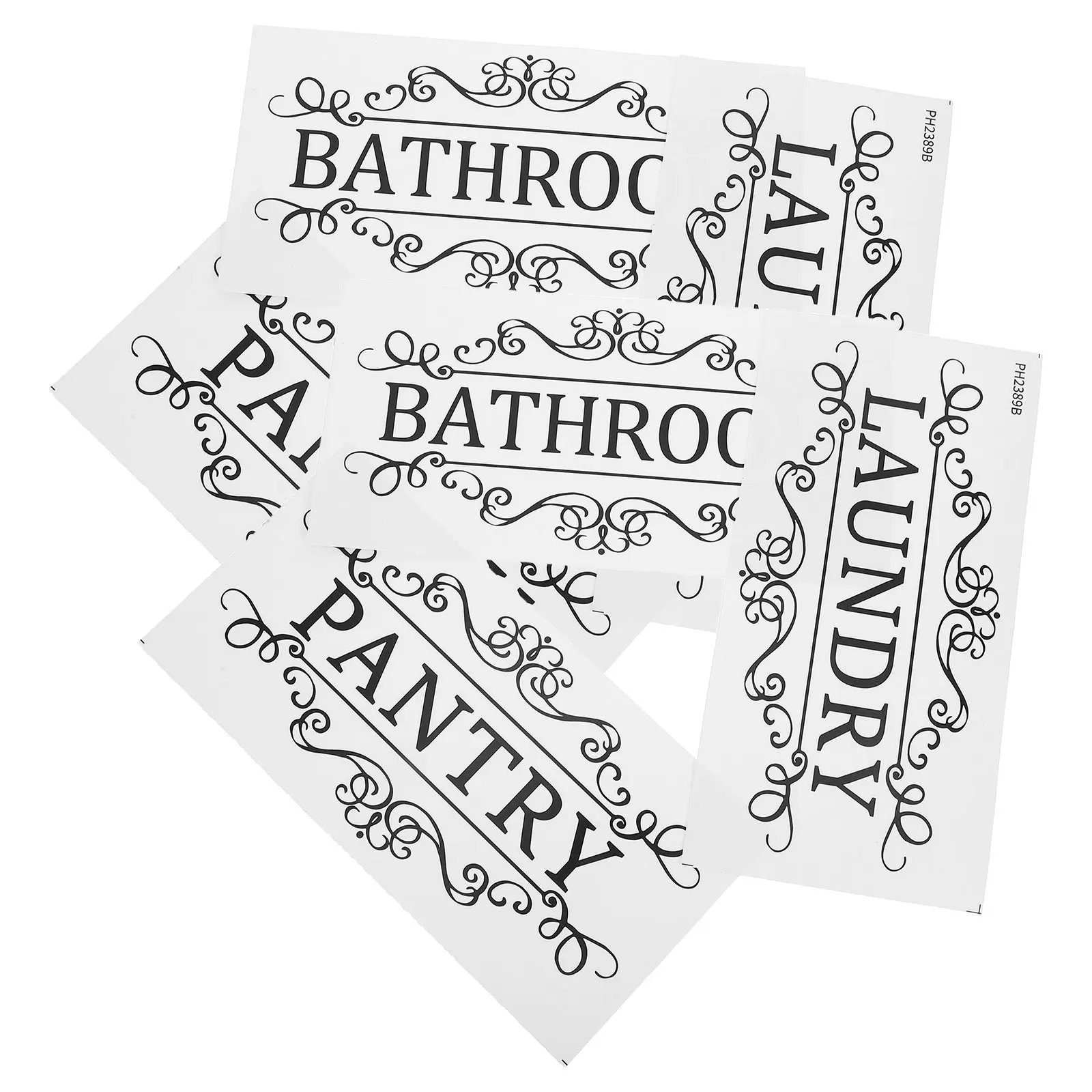 6Pcs Waterproof Rectangle Door Sign Stickers Minimalist Bathroom Laundry Pantry Labels for Office Storage Washroom Sign for Door