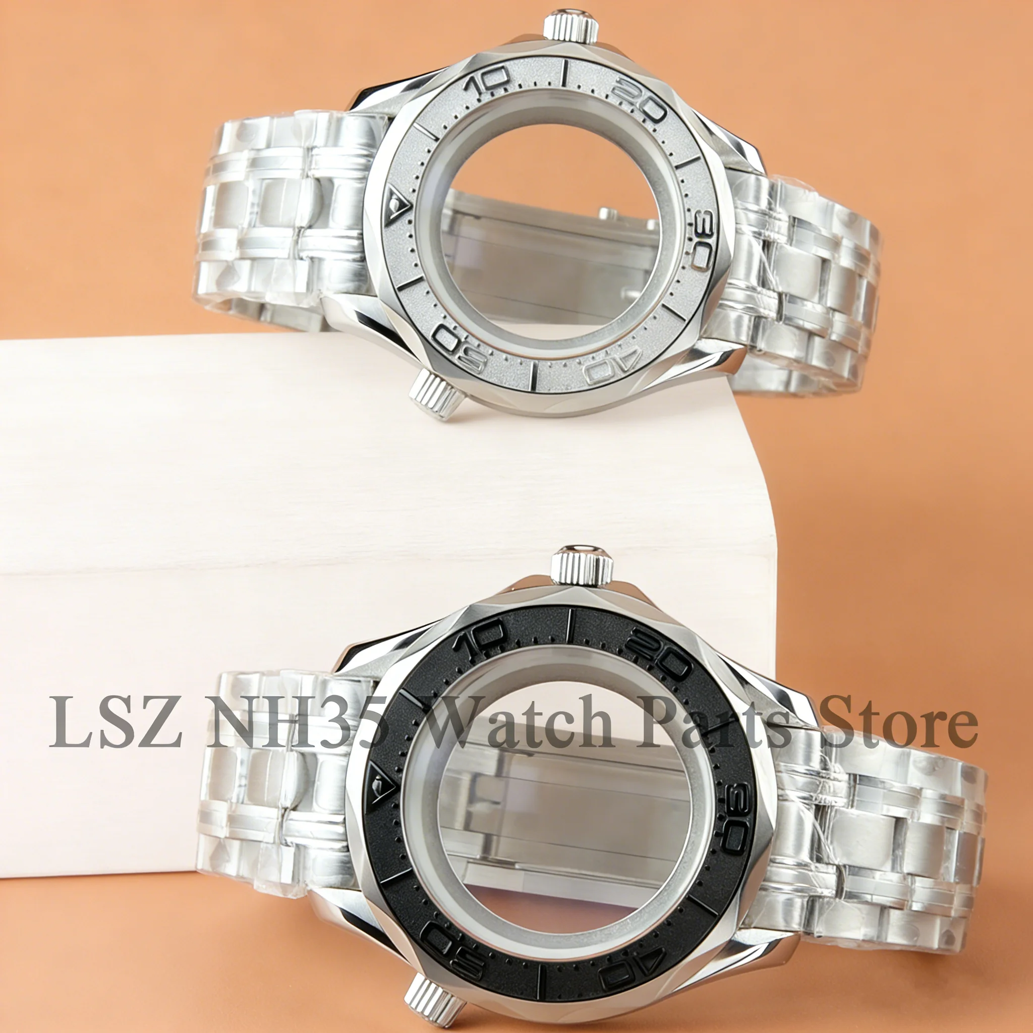 For Seamaster 300 Watches MOD Watch Case 41mm NH35 Retro Case For Seiko NH35 NH36 Movement Move Uni-directional Bezel 31mm Dial