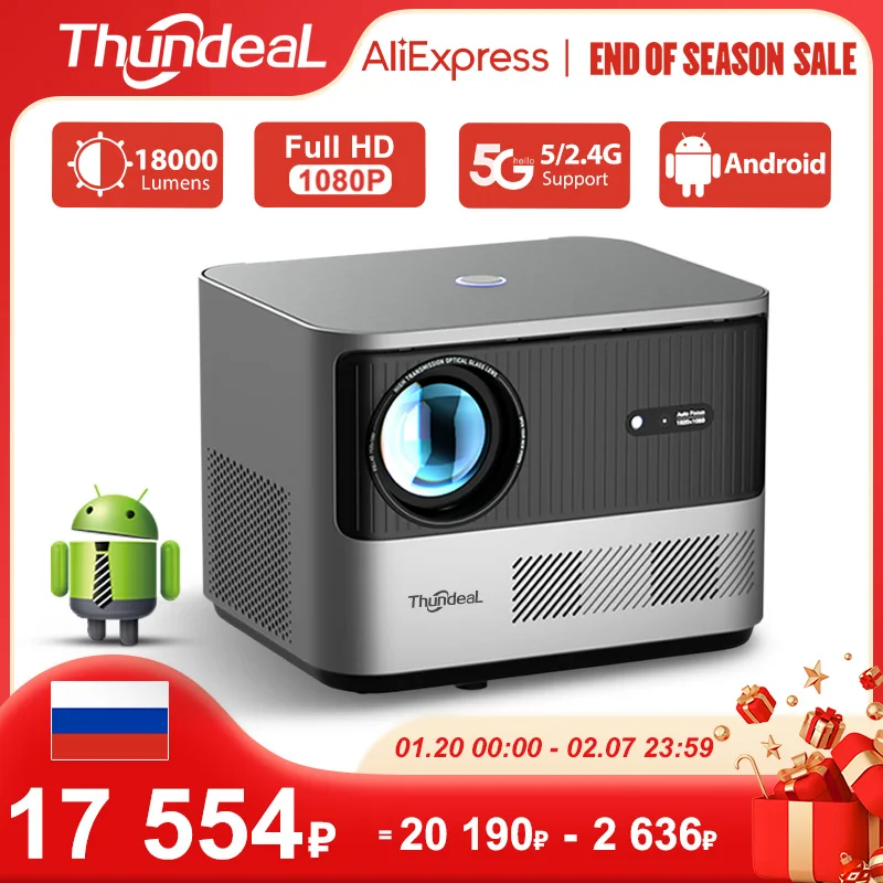 ThundeaL Full HD 1080P Projector TDA6W Auto Focus Smart Android WIFI LCD LED Video Home Theater Portable Projector Home Theater