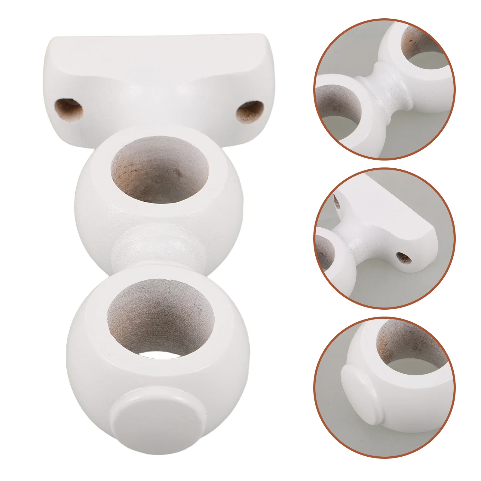 

2pcs Wooden Curtain Rod Bracket Double Holder Wall Mounted Support For Heavy Drapes Decorative Window Drapery Hardware Home