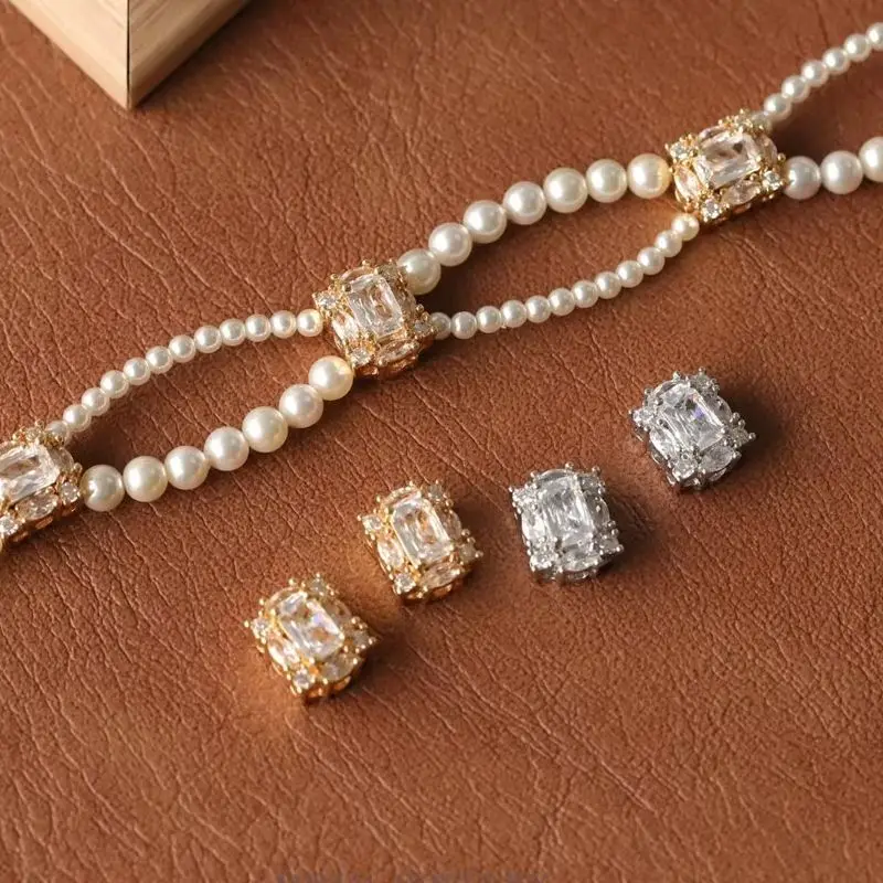 

1PCS 10.5x8.8mm 14K Gold Color Retro Gorgeous Rectangular Zircon Three-hole Bead DIY Necklace Bracelet Handmade Charm Accessorie