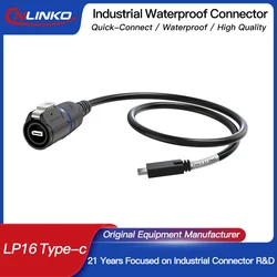 CNLINKO Industrial Type-C Connector Waterproof USB 3.1 5A Fast Charging & Data Sync with 0.5M/1M Extension Cable Plug Socket