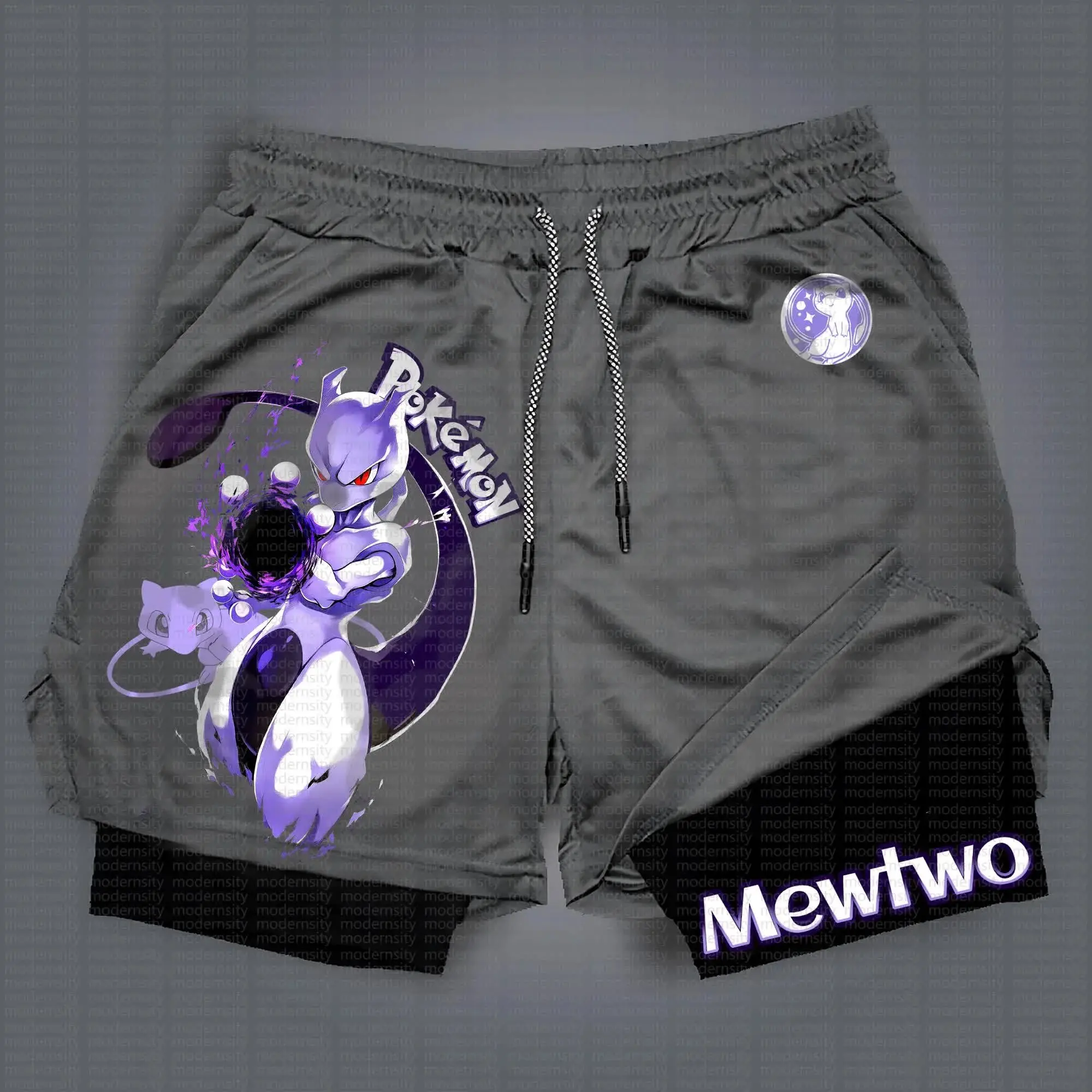 Pantalones cortos dobles de entrenamiento oficiales Pokémon 2025: ropa deportiva ligera y transpirable para hombres y mujeres entusiastas del anime