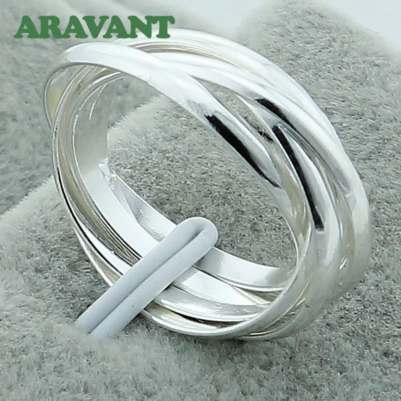 Men's & Women's 925 Silver Circle Triple Ring Bangle Set
