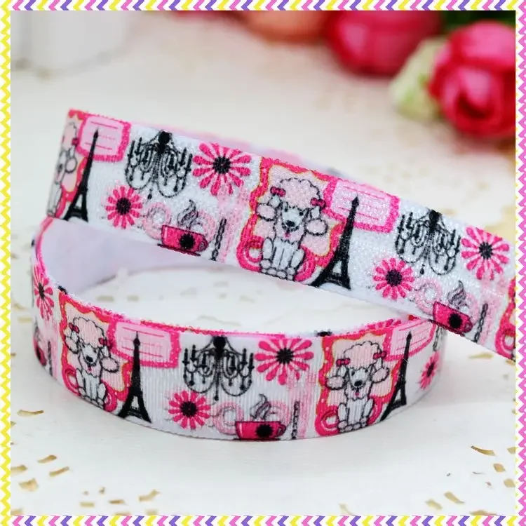DHK 5/8'' 50Yards Fold Elastic FOE Tower Strawberry Printed Headband Headwear Hairband Diy Decoration Wholesale OEM S53