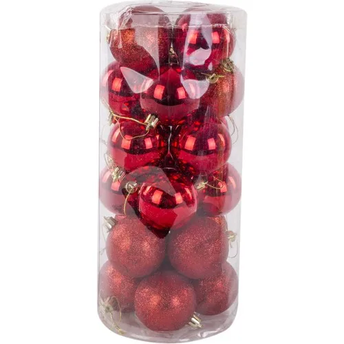 Evistro Christmas Party Ornament Decorative 24 Pcs Ball 6 cm Red