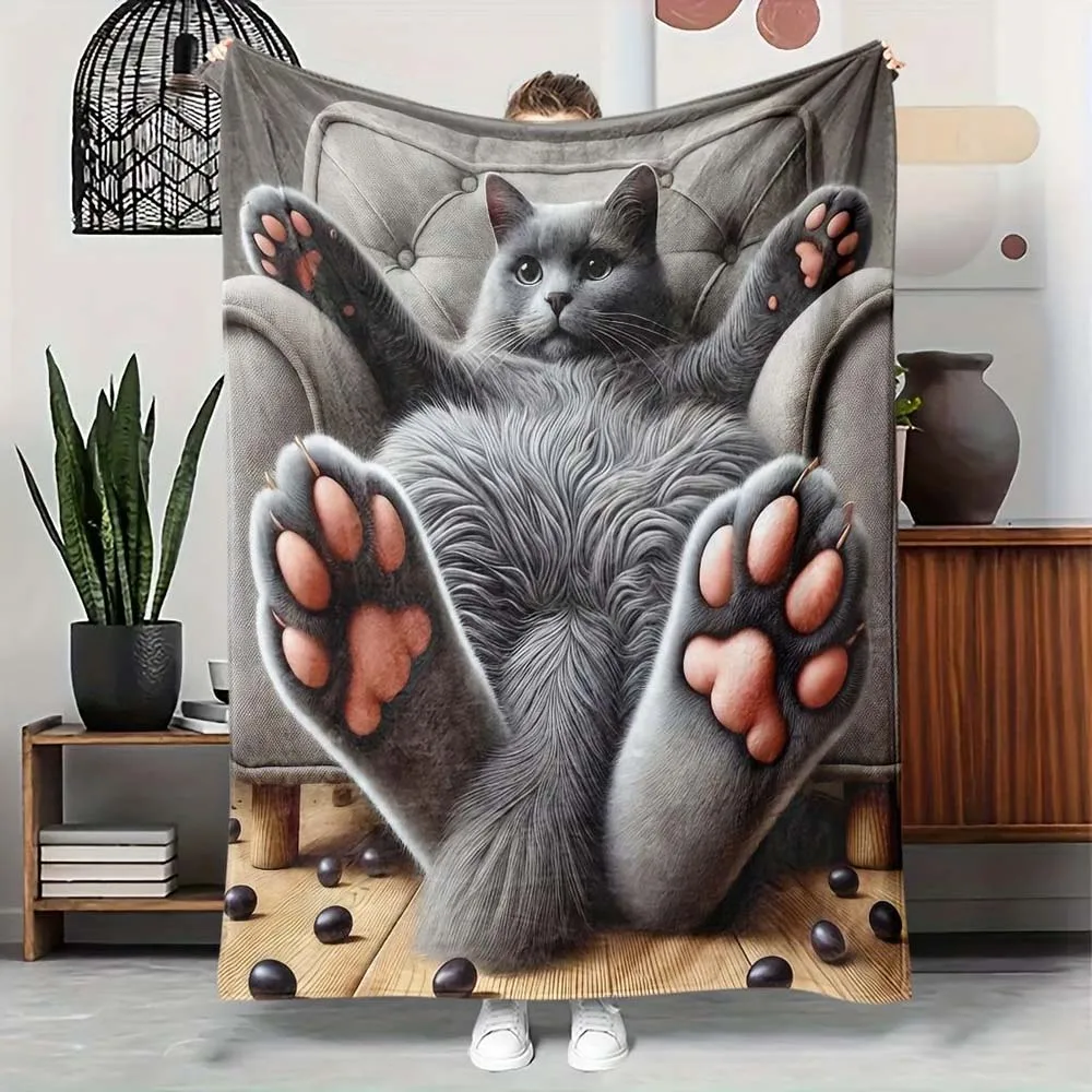 1pc  Vintage Pets Family Gathering Throw Blanket Warm Soft Cozy Flannel Blanket for Cat Dog Lovers Home Decor